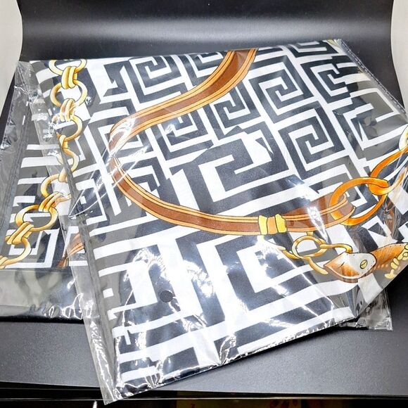 Elegant greek key luxury print scarf shawl wrap head cover - Picture 3 of 4